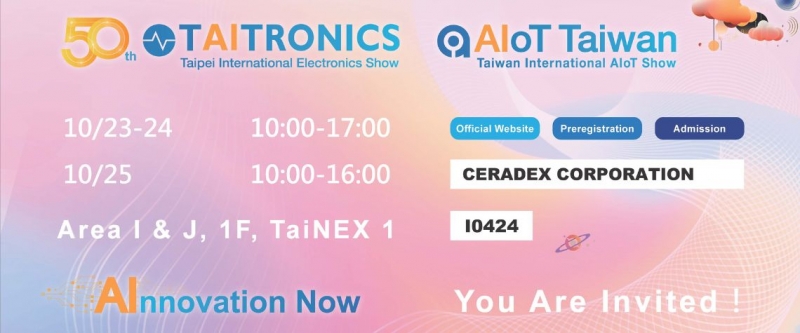 2024 Trade Show | Ceradex exhibiting Taitronics Taipei